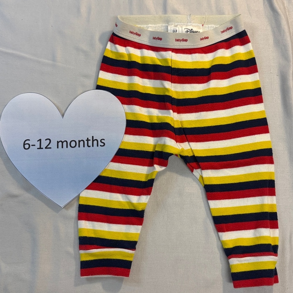 GAP Disney Baby Striped Pajama Pants - Red, Yellow, Blue, White